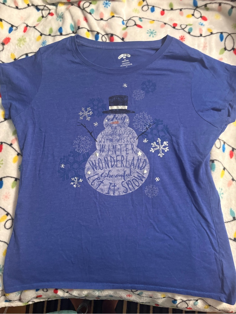 Holiday Time Blue Snowman Winter Wonderland Tee